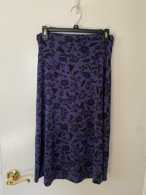 Gilli Purple Floral Midi Skirt with Black Print